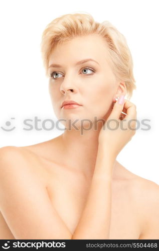 bright picture of lovely woman over white&#xA;