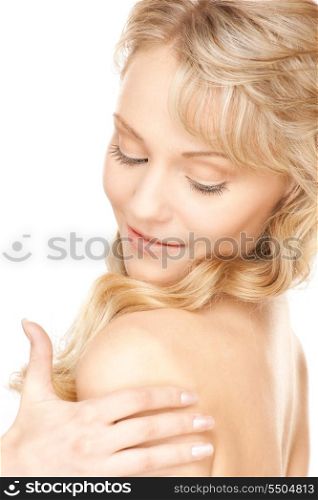 bright picture of lovely woman over white&#xA;