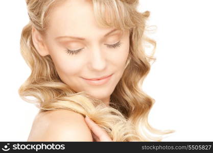 bright picture of lovely woman over white&#xA;