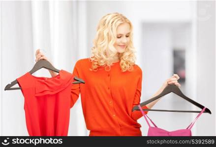 bright picture of lovely woman with clothes