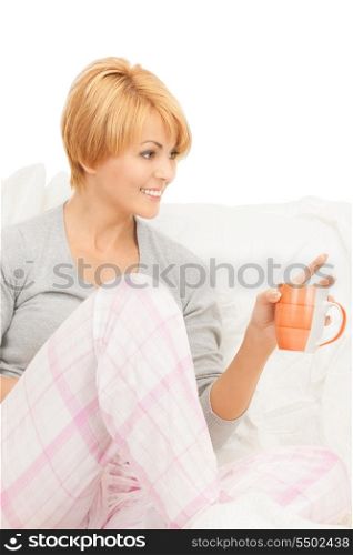 bright picture of lovely woman with cup&#xA;