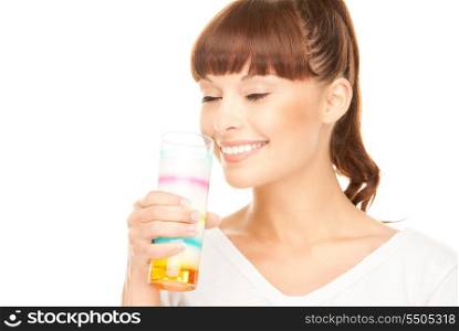 bright picture of lovely woman with glass of milk