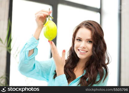 bright picture of lovely woman with lemon