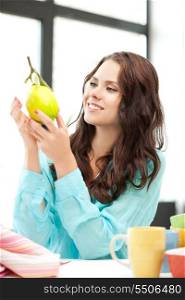 bright picture of lovely woman with lemon