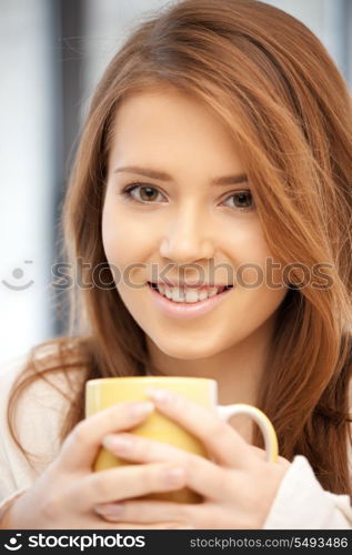 bright picture of lovely woman with mug