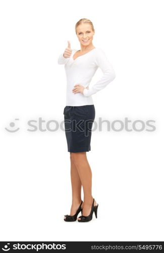 bright picture of lovely woman with thumbs up