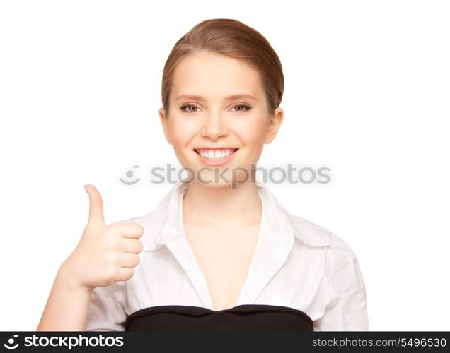 bright picture of lovely woman with thumbs up&#xA;&#xA;