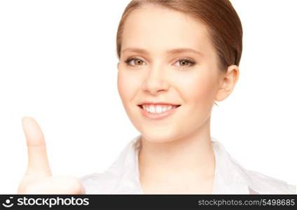 bright picture of lovely woman with thumbs up&#xA;&#xA;