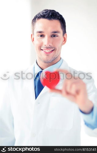 bright picture of male doctor with heart. male doctor with heart