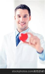 bright picture of male doctor with heart. male doctor with heart