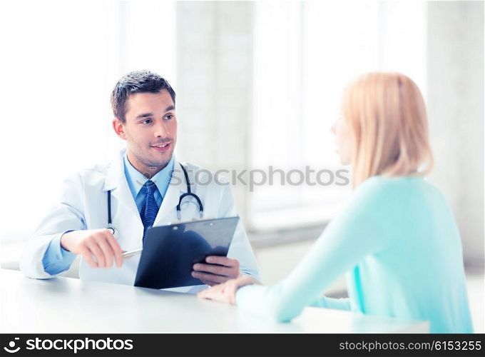 bright picture of male doctor with patient. male doctor with patient