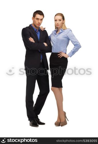 bright picture of man and woman in formal clothes.
