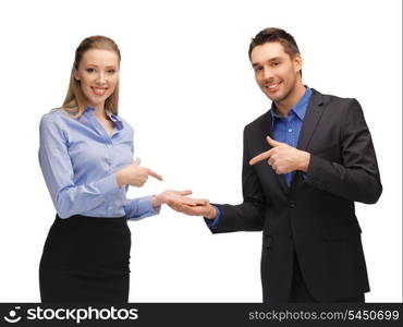 bright picture of man and woman showing something on the palms