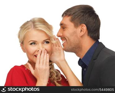 bright picture of man and woman spreading gossip
