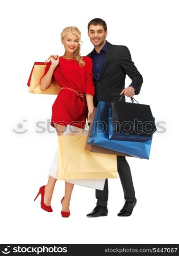 bright picture of man and woman with shopping bags