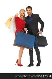 bright picture of man and woman with shopping bags