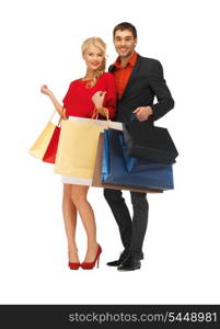 bright picture of man and woman with shopping bags