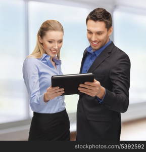 bright picture of man and woman with tablet pc