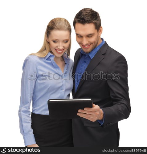 bright picture of man and woman with tablet pc.