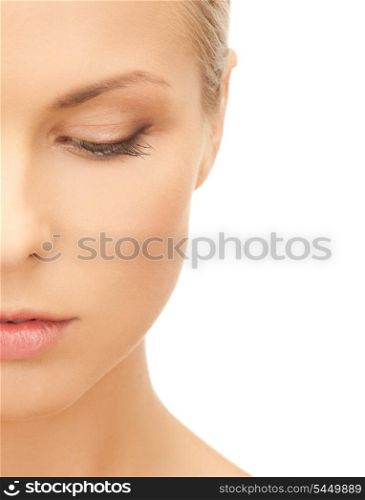 bright picture of pensive beautiful woman