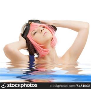 bright picture of pink hair girl in water