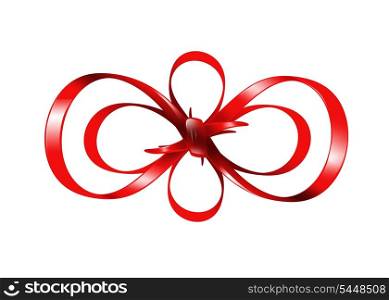 bright picture of red bow isolated on white background..