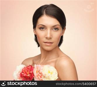 bright picture of relaxed woman with flowers