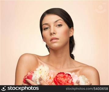 bright picture of relaxed woman with flowers