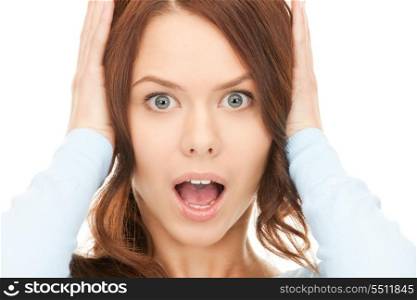 bright picture of screaming woman over white&#xA;