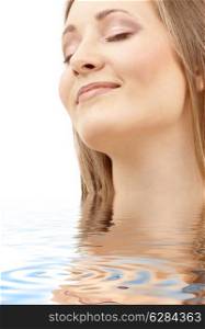 bright picture of smiling woman in water