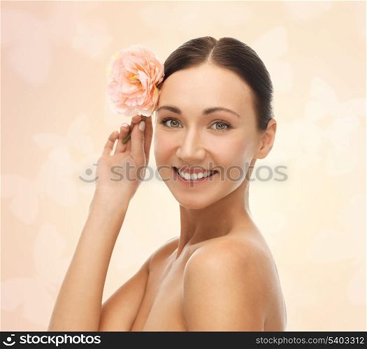 bright picture of smiling woman with flower