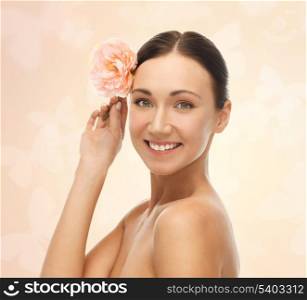 bright picture of smiling woman with flower