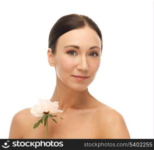 bright picture of smiling woman with rose.