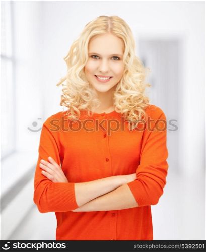 bright picture of smiling young girl at school