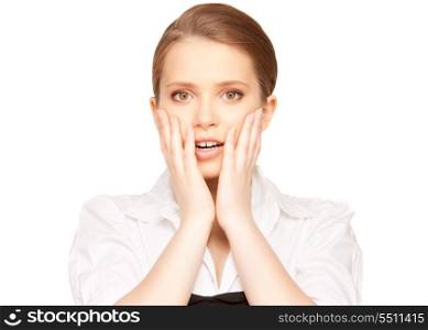 bright picture of surprised teenage girl face