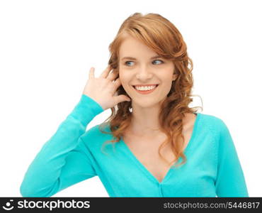 bright picture of teenage girl listening gossip