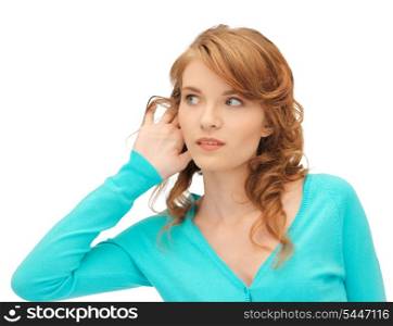 bright picture of teenage girl listening gossip
