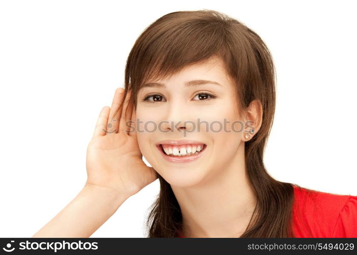 bright picture of teenage girl listening gossip