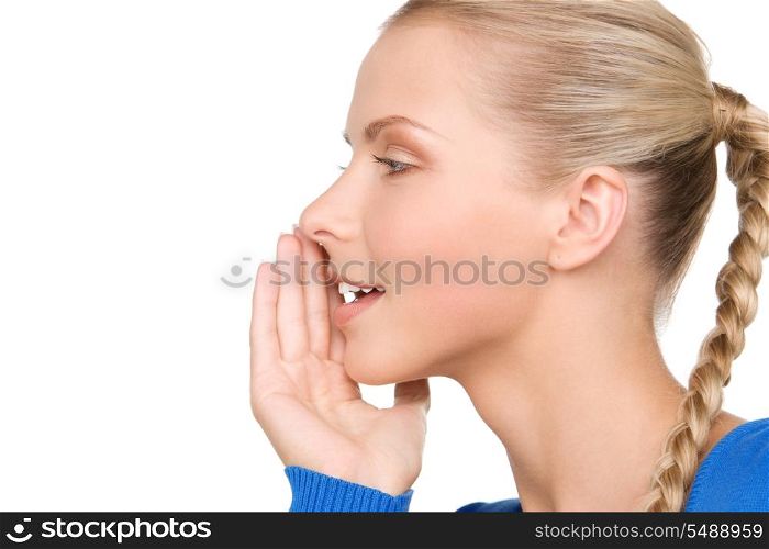 bright picture of teenage girl whispering gossip