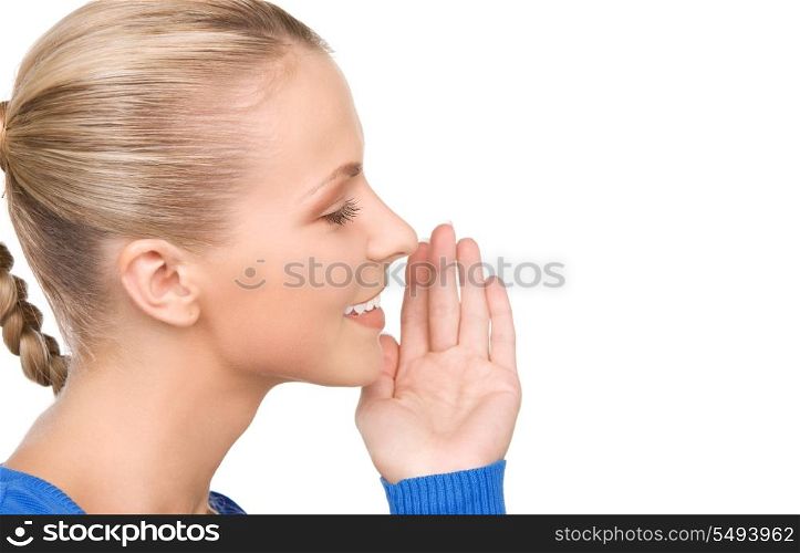 bright picture of teenage girl whispering gossip