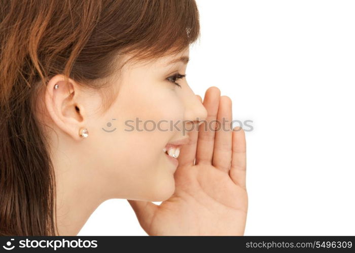 bright picture of teenage girl whispering gossip