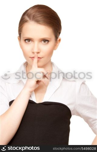 bright picture of teenage girl with finger on lips&#xA;