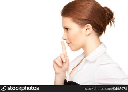 bright picture of teenage girl with finger on lips&#xA;