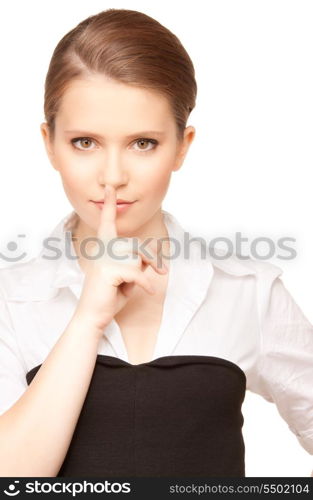 bright picture of teenage girl with finger on lips&#xA;