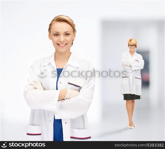 bright picture of two attractive female doctors