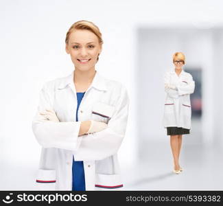 bright picture of two attractive female doctors