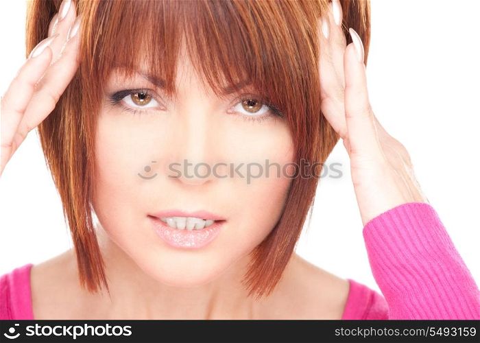 bright picture of unhappy woman over white&#xA;
