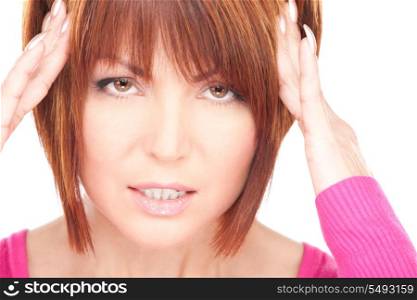 bright picture of unhappy woman over white&#xA;