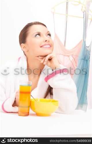 bright picture of woman eating her breakfast