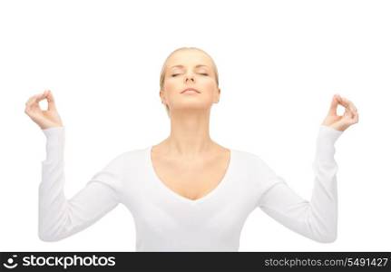 bright picture of woman in meditation over white&#xA;